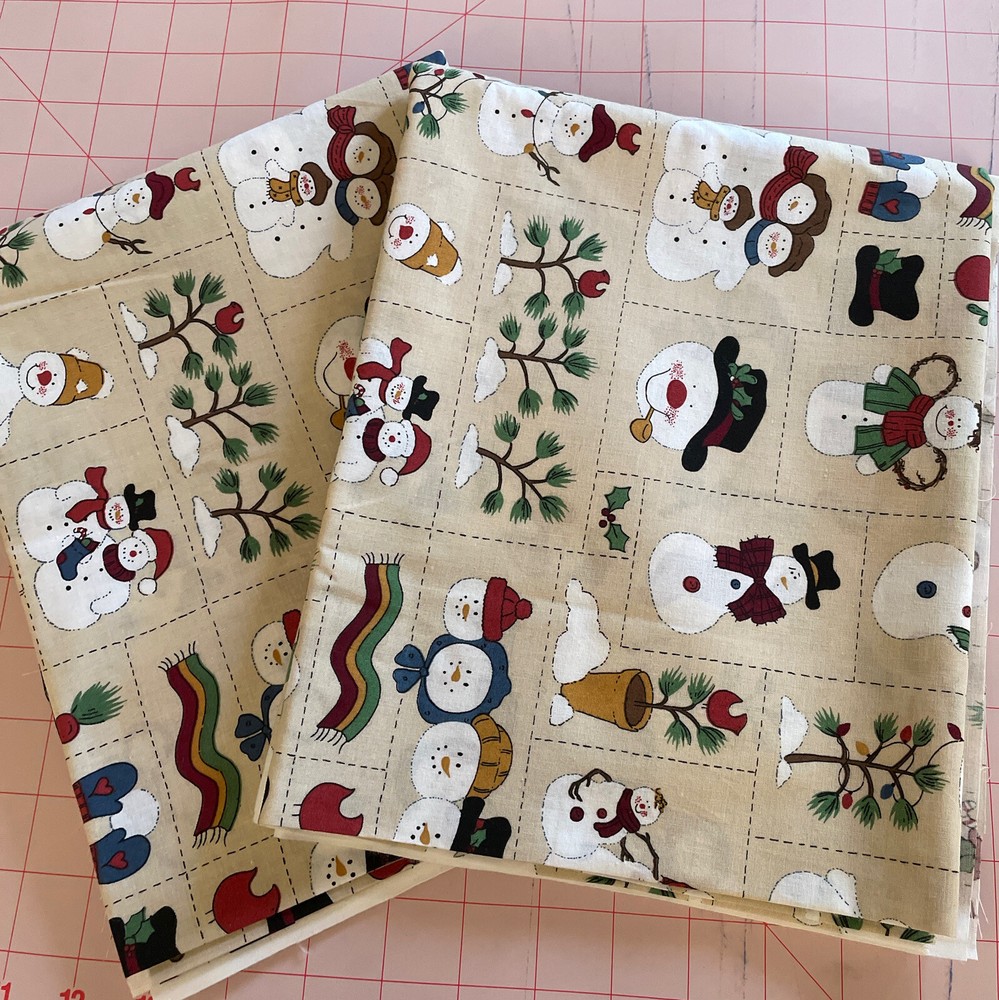 Winter christmas snowman Family patchwork print 2 Yard Bundle