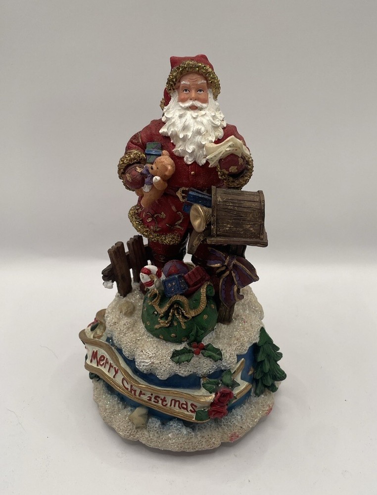 Wind Up Santa Claus Musical Figurine Plays We Wish You a Merry Christmas  