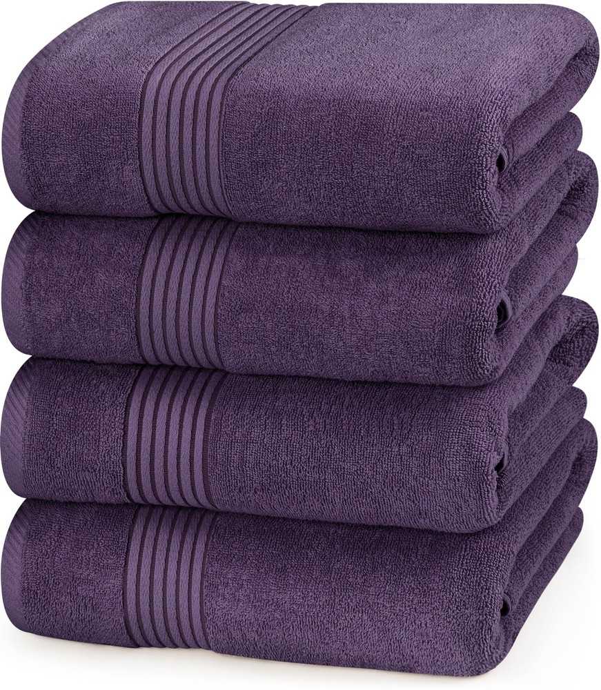 Utopia 4-Pack 27x54 Inch Quick Dry Cotton Bath Towels in Plum