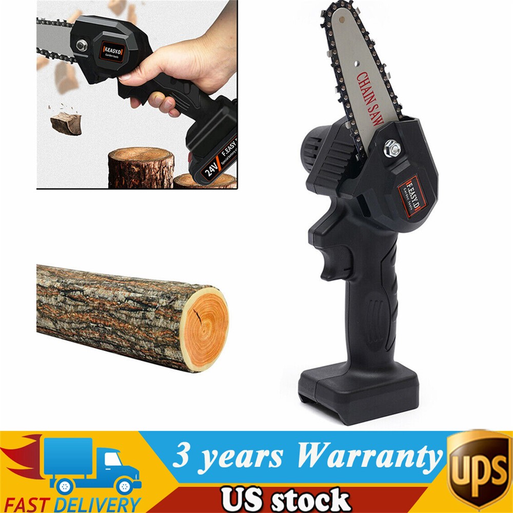24V Cordless Mini Chainsaw 4 Inch Battery Powered Handheld Electric Chain Saw