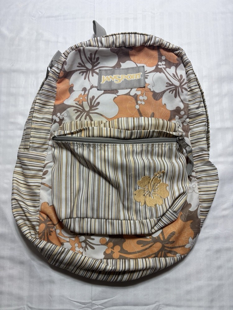 JanSport Cross Town Floral Orange Unisex Backpack Stylish Durable