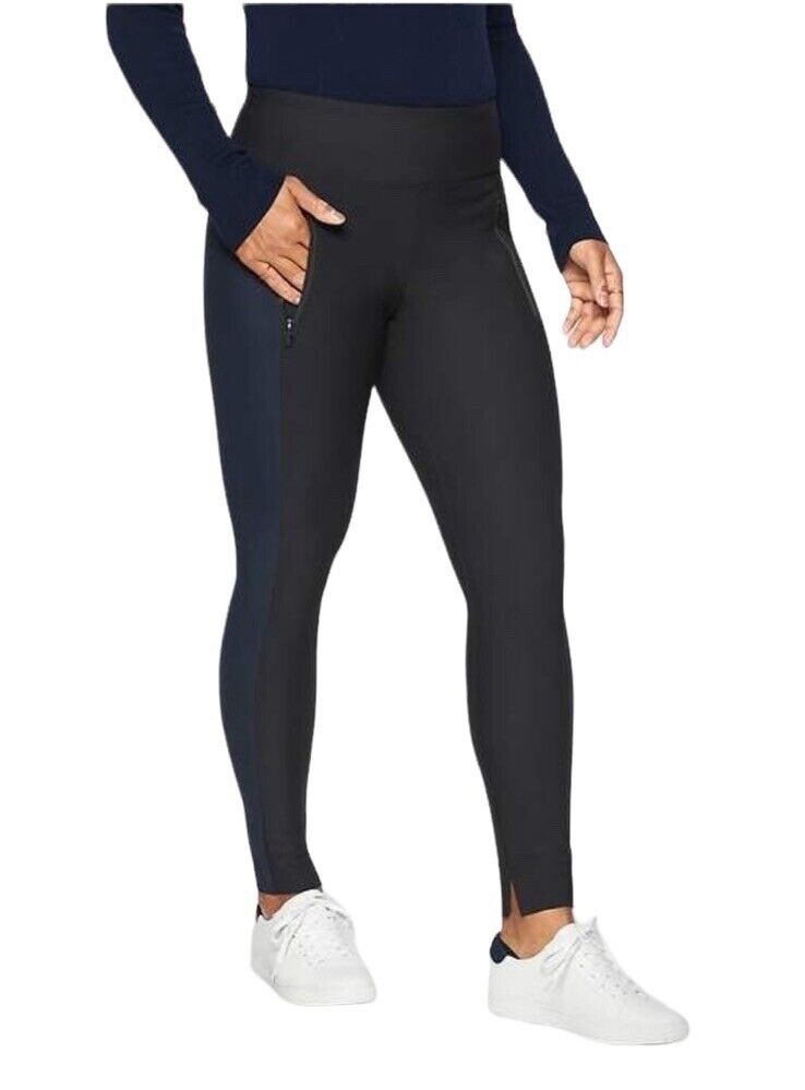 Athleta Medium Stellar City Tight in Colorblock Black & Blue