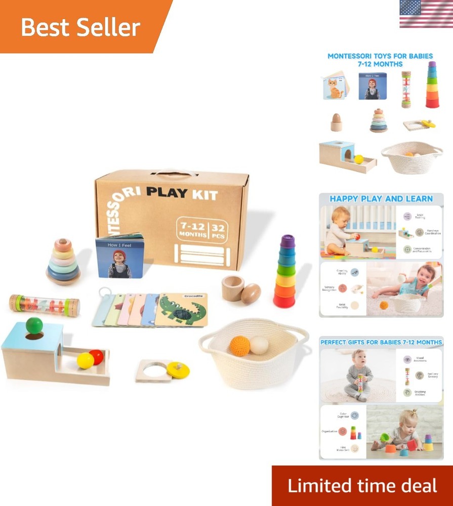 Complete 9 in 1 Wooden Montessori Toys for Sensory Play - Ages 6-12