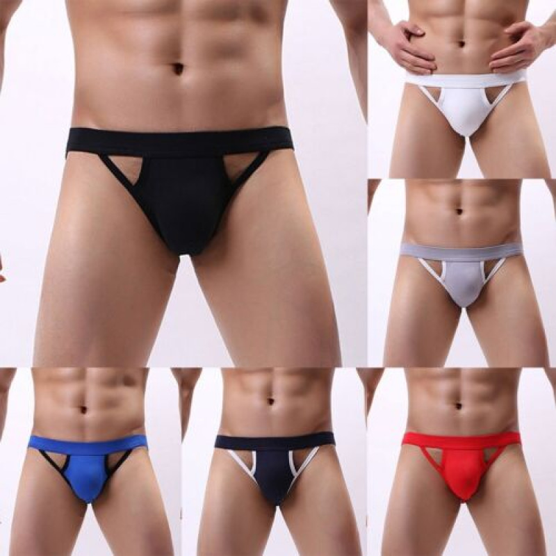 Men's Sexy Cotton Jockstrap Underwear Backless Thongs Briefs Pouch Underpants