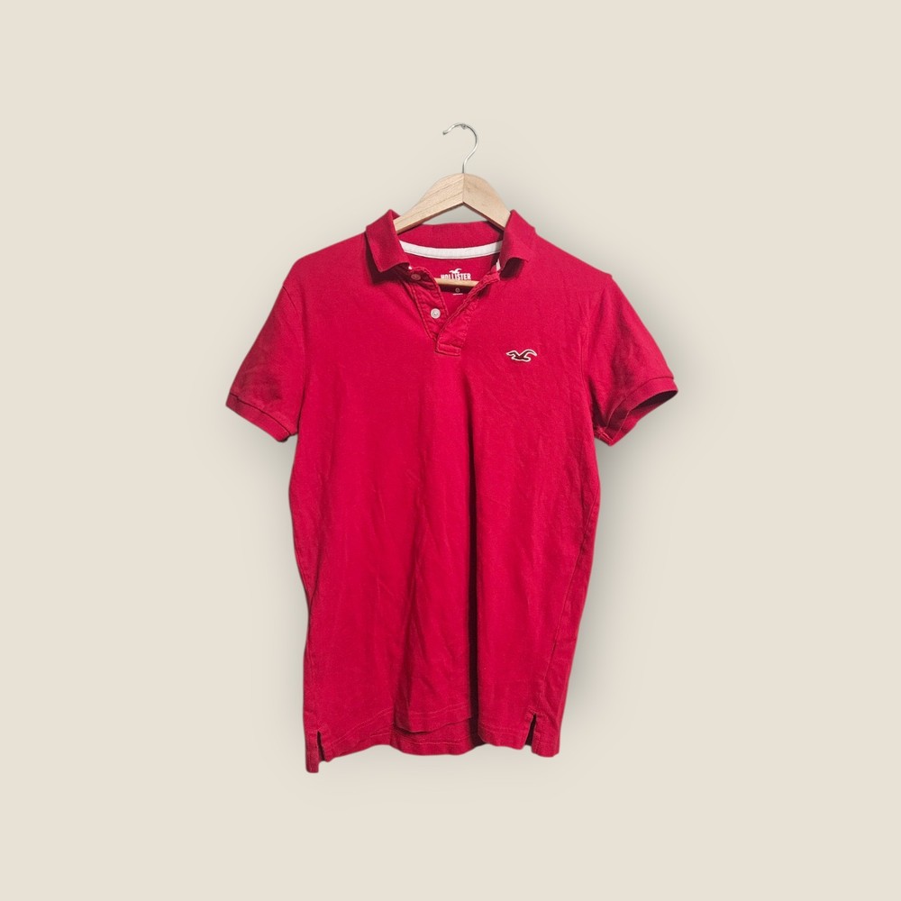 Hollister Epic Flex Stretch Red Short Sleeve Collared Men Polo Shirt size Small