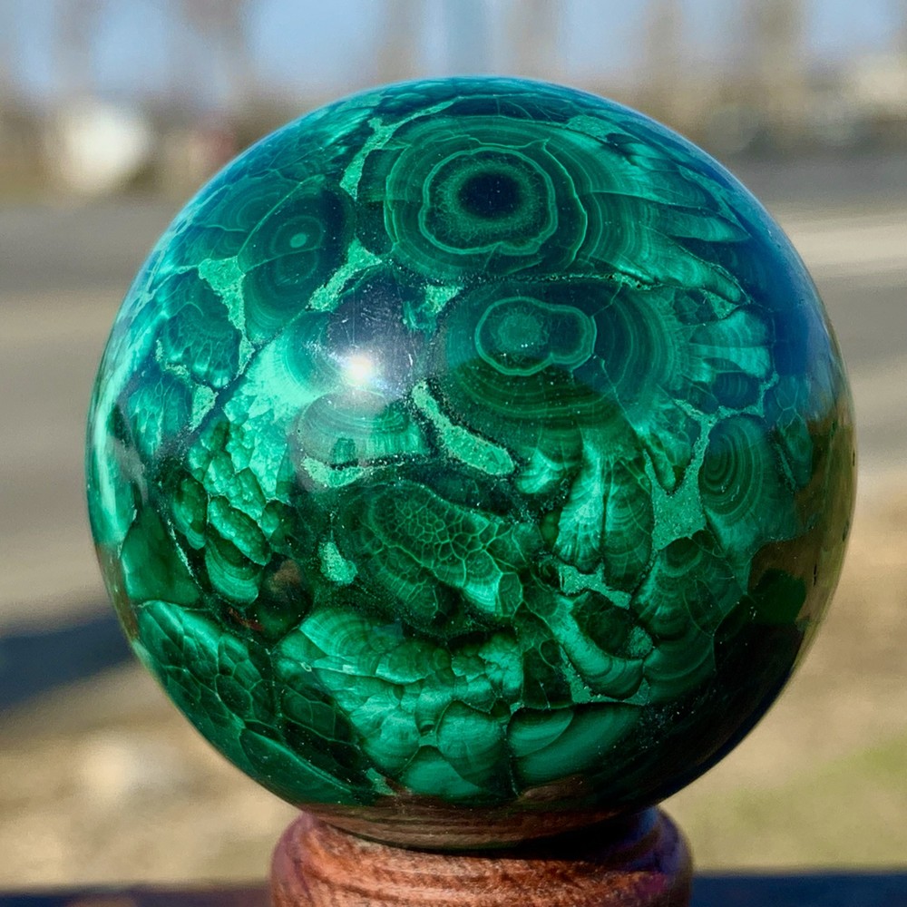 133G Natural glossy Malachite ball transparent cluster rough mineral sample