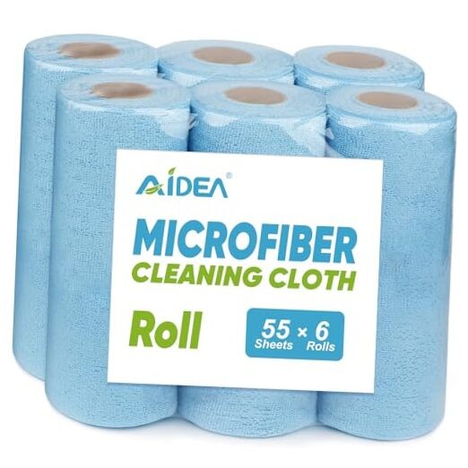 Premium Blue Microfiber Cleaning Cloths 6 Packs 55 Sheets Each