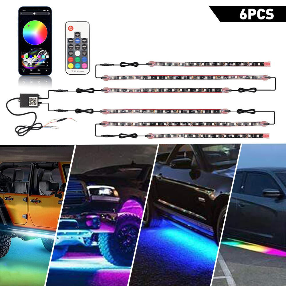 RGB Car Strip Light 6PCS Music Dreamcolor Chasing Bluetooth Waterproof Underglow