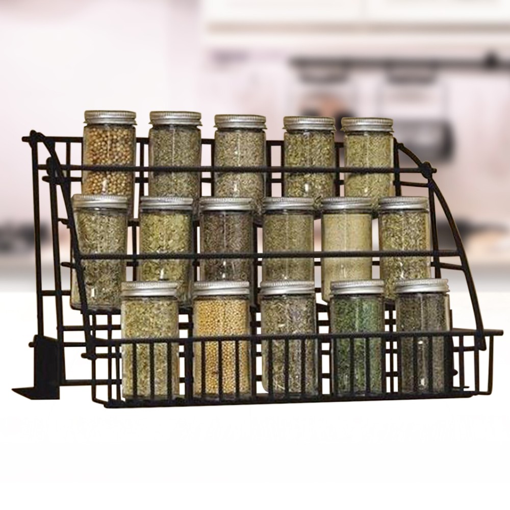 3-Tier Pull-Down Spice Rack Organizer for Cabinet Pantry or Countertop Storage