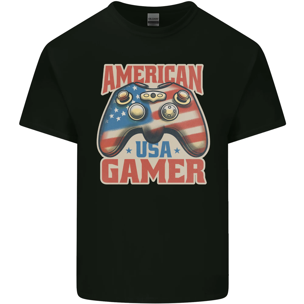 American USA Gamer Video Games Joypad Mens Cotton T-Shirt Tee Top