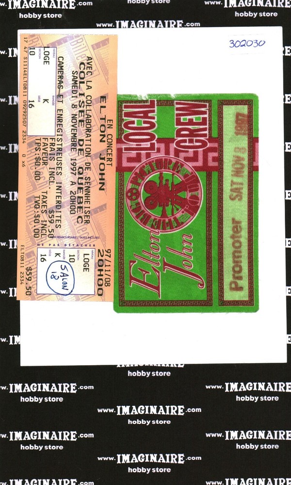 1997 Elton John Big Picture Tour Colisée de QC Ticket & Backstage Pass (302030)