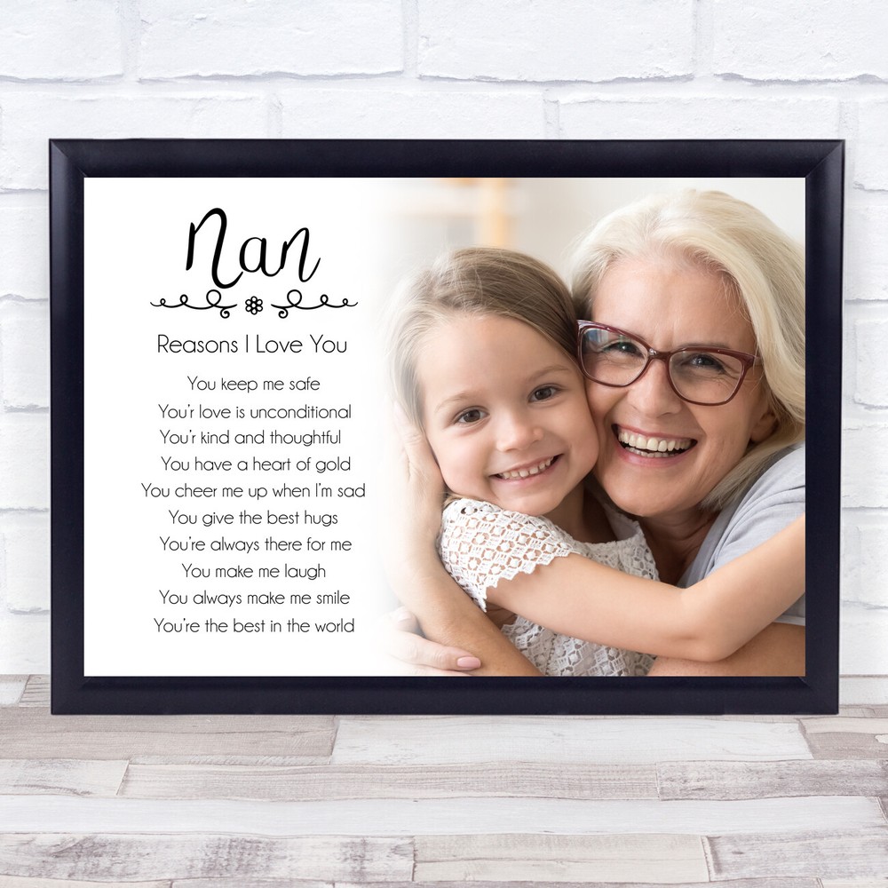 Reasons I Love You Nan Photo Personalised Gift Art Print