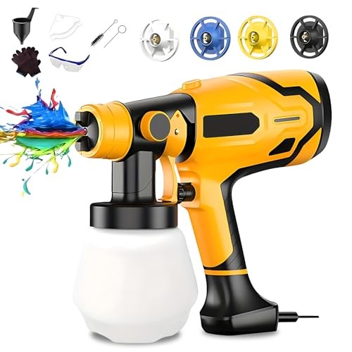 1000W HVLP Paint Sprayer with 4 Copper Nozzles and 1000ml Tank