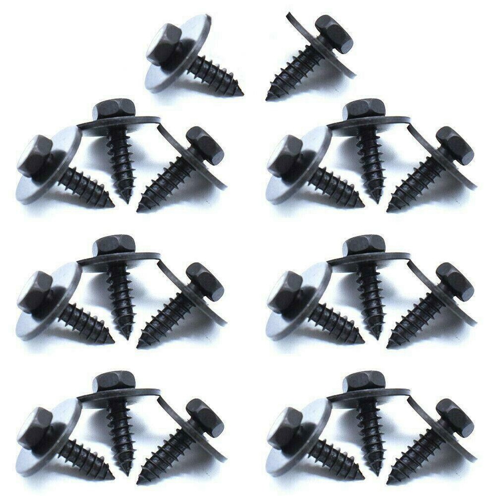 100x 5mm Metal Car Screw Body Fender Bumper Fastener Clips Kit Hex Washer Head