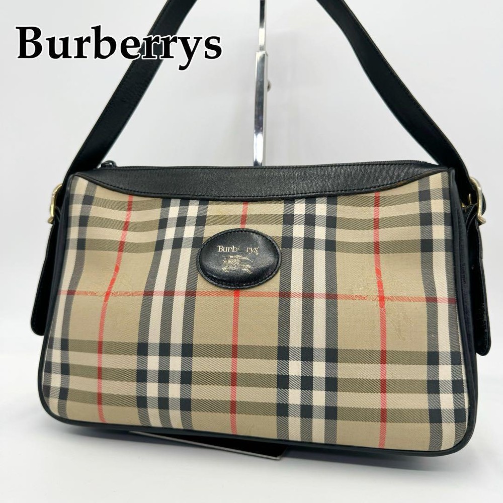 Burberrys Hand bag Nova Check Shadow Horse Vintage Old Women Authentic