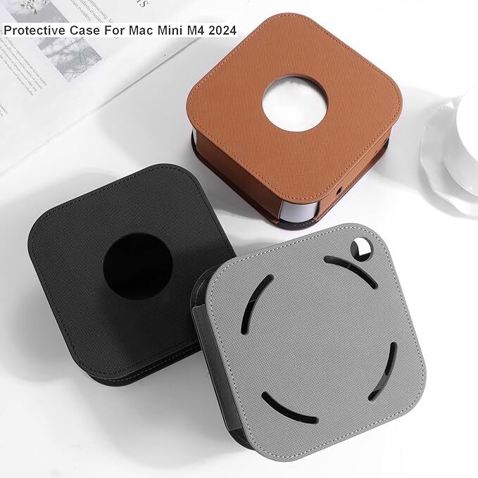 For mac mini m4/Pro Protective Cover opening of the leather For 2024 mac Case