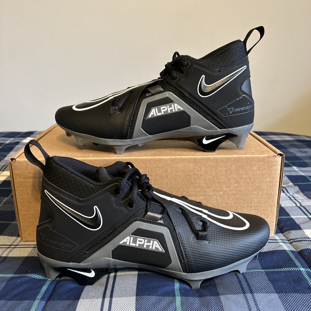Nike Alpha Menace Pro 3 Football Cleats Size 12.5 Black Iron Grey No Box
