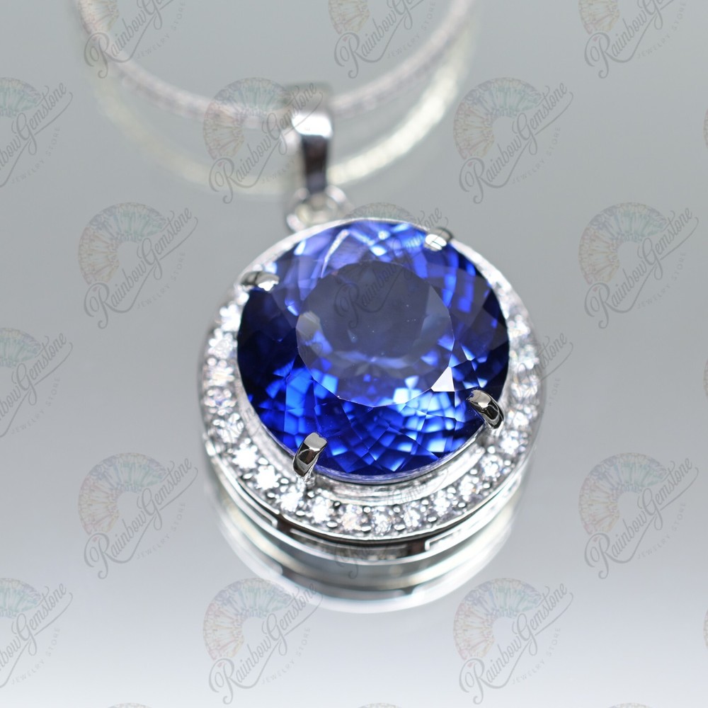 57 Ct Natural Blue Sapphire Loose Gemstone in 925 Silver Pendant Certified