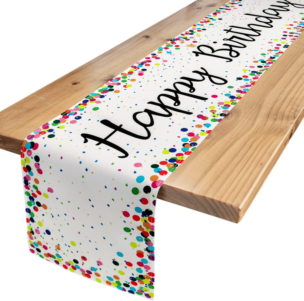 Happy Birthday Table Runner Polka Dots Birthday Table Decoration Birthday Sign f