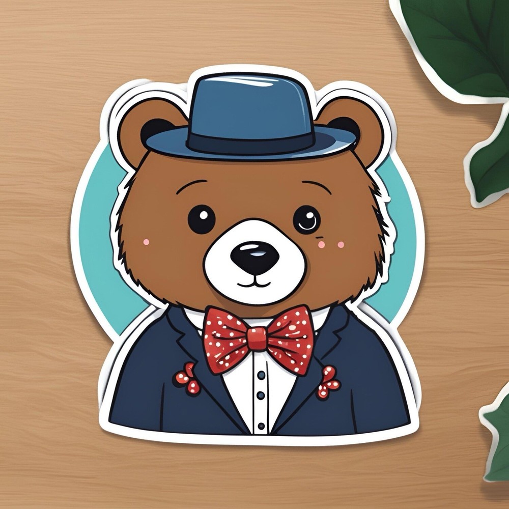 3x2.2” Fancy Posh Bear Dressed Up Bear AMAZING STICKER!