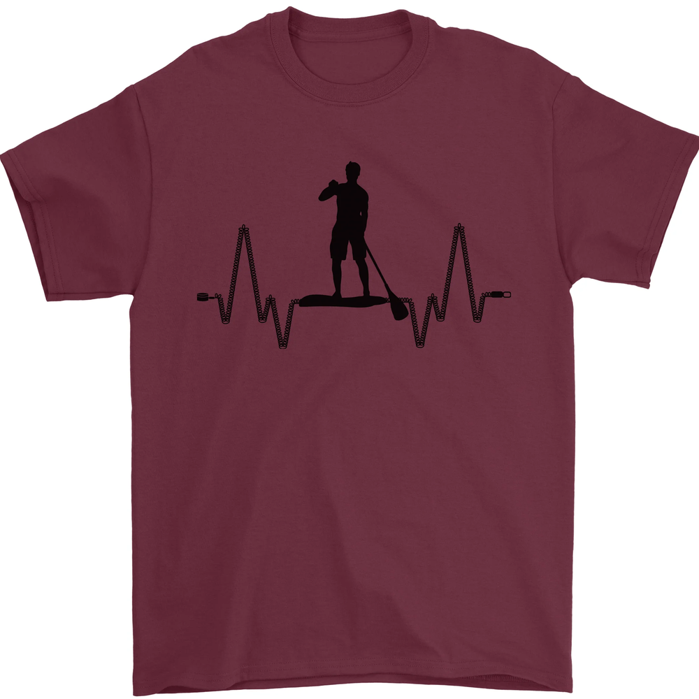 Paddleboard ECG Paddleboarding Pulse Mens T-Shirt 100% Cotton