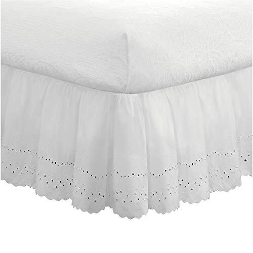 Ideas Ruffled Eyelet Bed Skirt Dust Ruffle with Gathered Styling and Embroide...