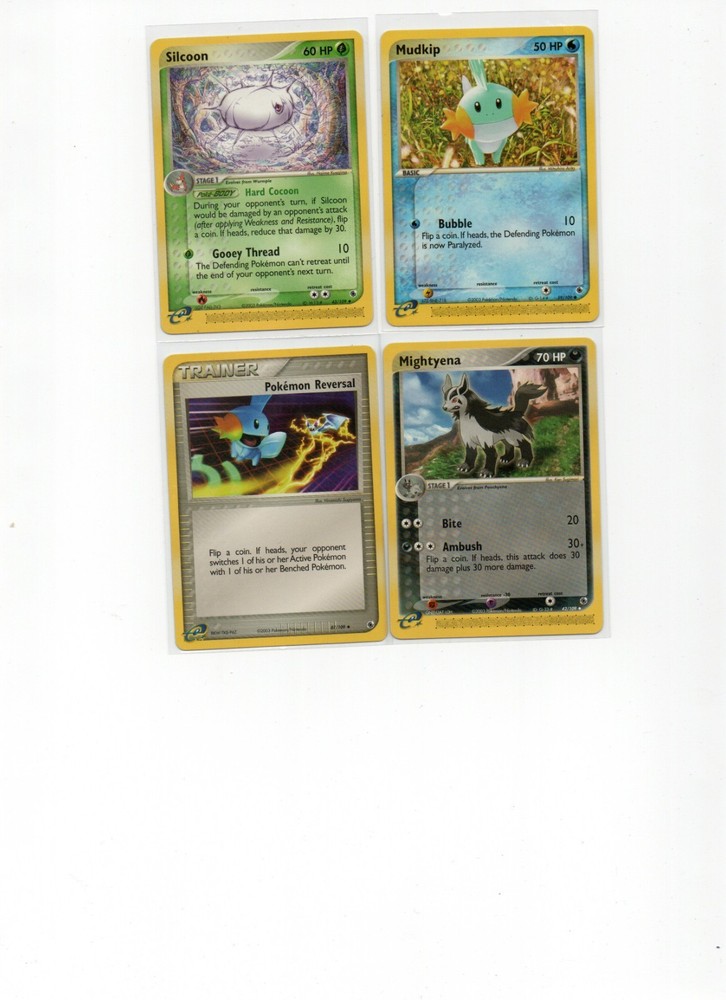 Pokémon e-Reader EX Era Lot – Mudkip, Silcoon, Mightyena + Trainer ⚡