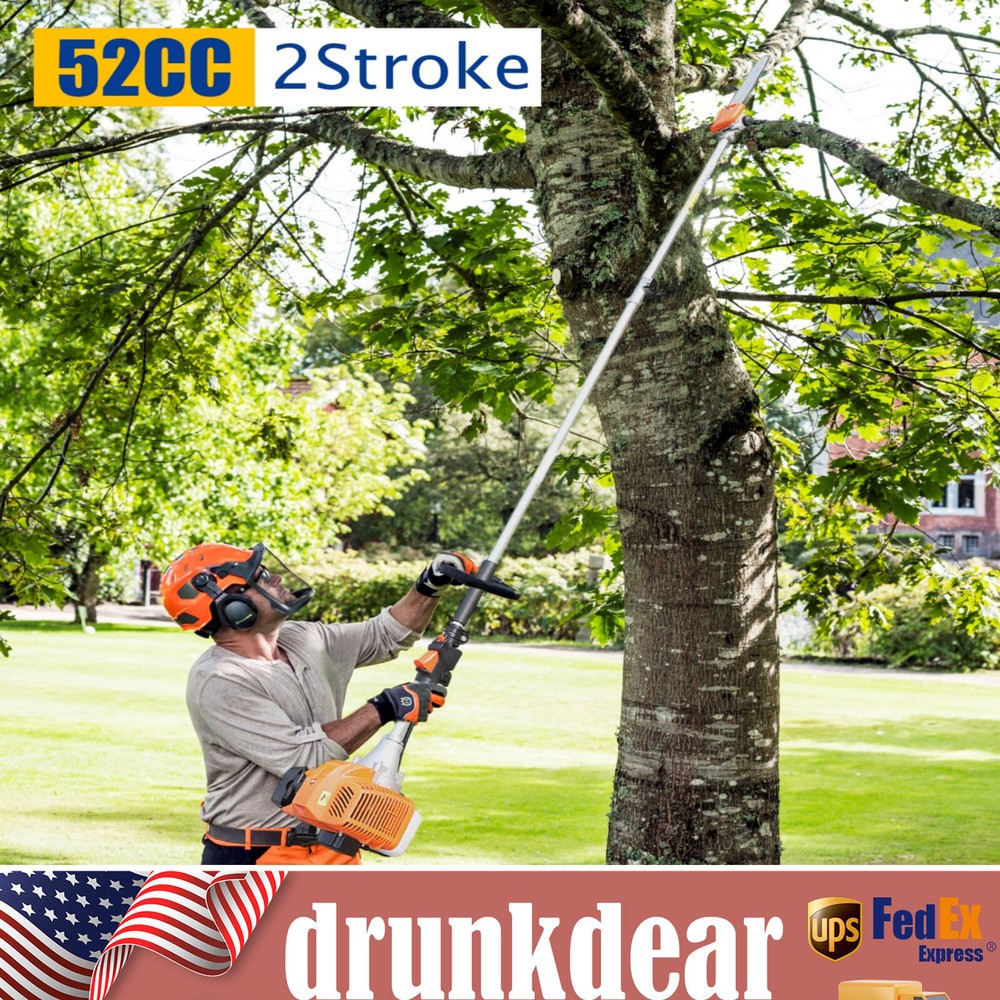 52CC 2-Stroke Pole Saw Chainsaw - 3HP Tree Trimmer & Pruner with Shaft