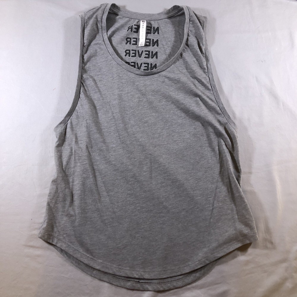 Fabletics Women’s Athletic Tank Small Gray Never Settle Soft Yoga Sports