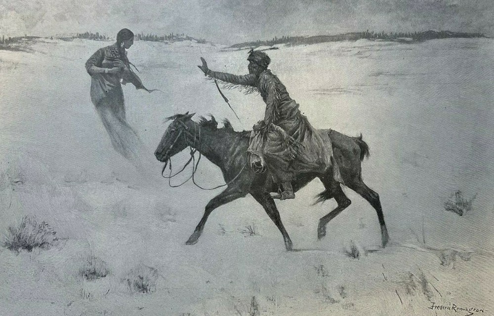 1898 Vintage Magazine Illustration Frederic Remington Indian in Desert