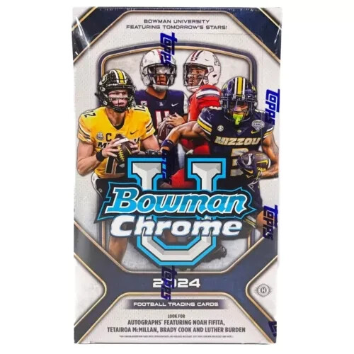 2024 Bowman Chrome U Football Hobby Box 2 Autos Avg University NEW Sealed