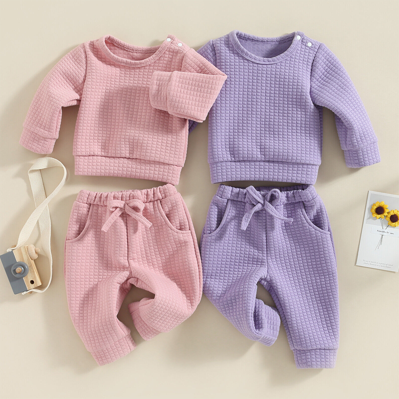 Newborn Baby Girls Tracksuits Outfits Long Sleeve Pullover Tops+Pants Sets 2PCS