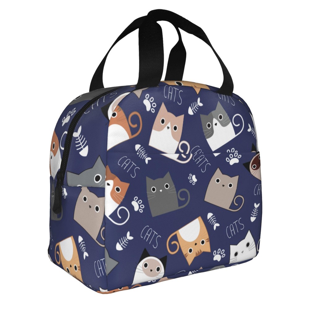 Cats Lunch Bag, Reusable Insulated Lunch Box Large Capacity Meal Tote for Wom...
