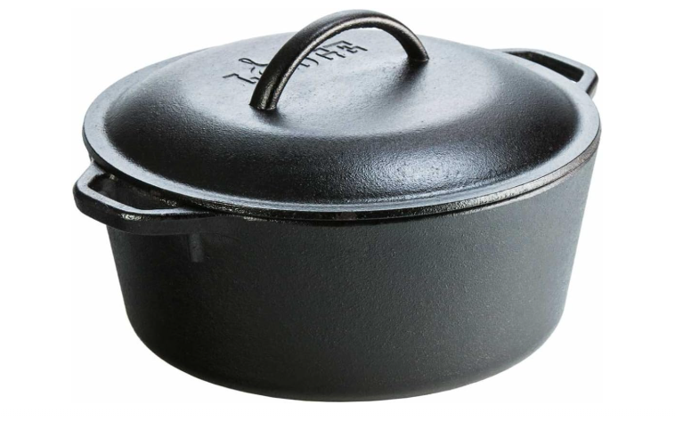 Lodge 5-Quart Cast Iron Dutch Oven Pre-Seasoned Pot with Lid and Double-Loop Han