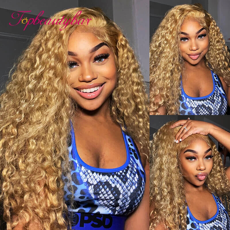 13x4 HD Lace Front Human Hair Wig #27 Pre Plucked 4x4 Closure Bleached Knots