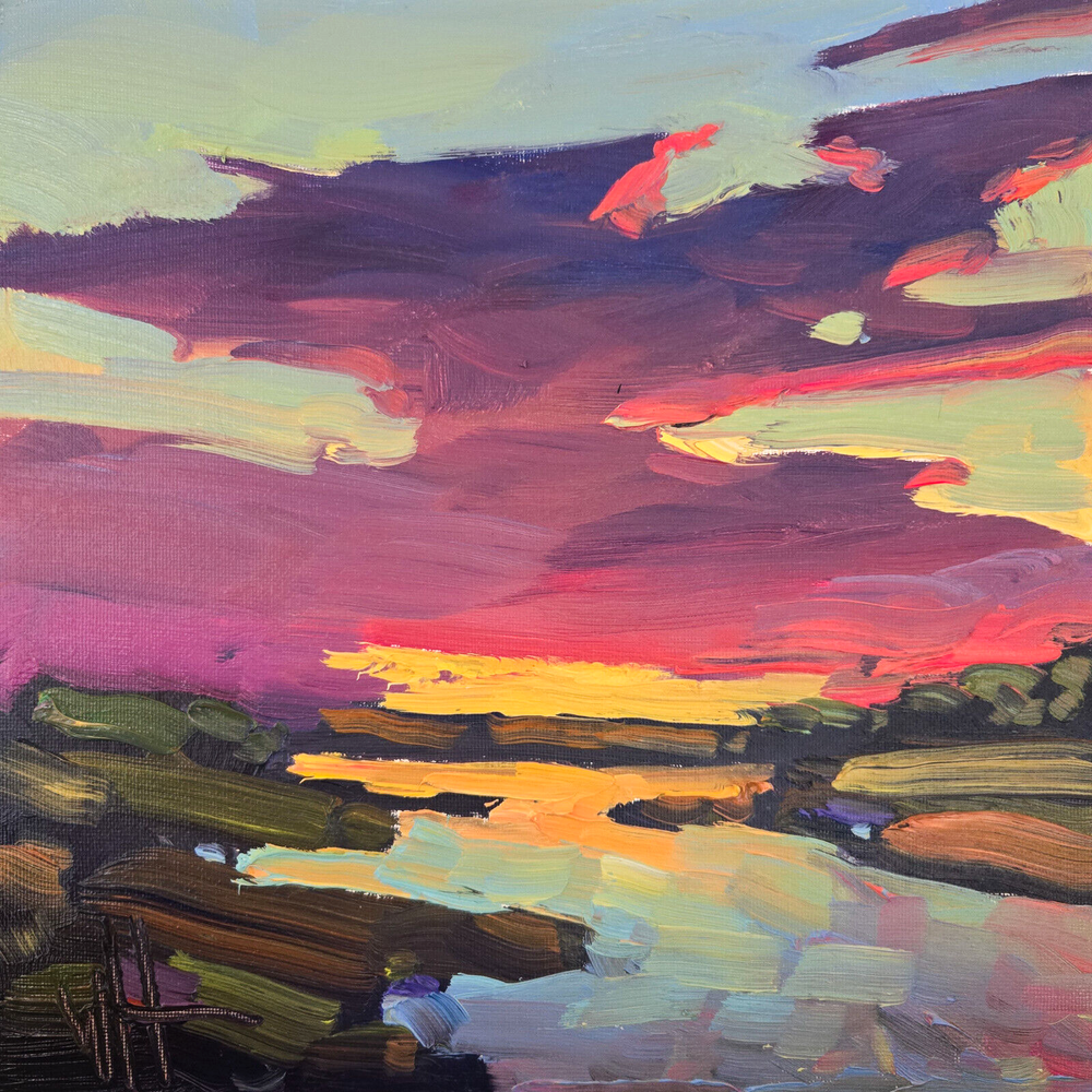 Oil Painting Landscape FRAMED Art Original Hawkins Signed Canvas Plein Air Style