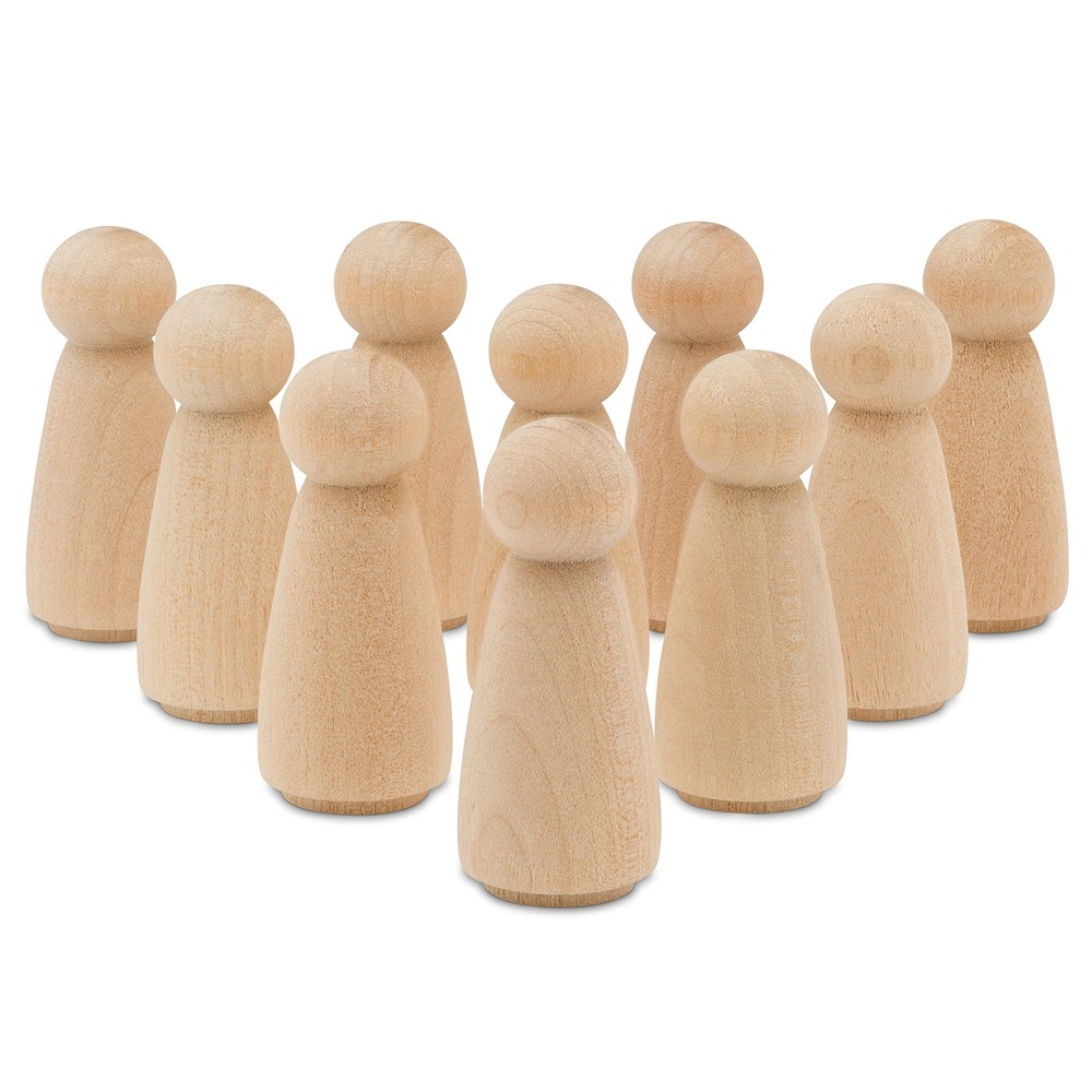 Wood Peg Dolls 3.5 Inch Large Mom/Angel Shape Wooden Peg People Pack of 50 Wo...