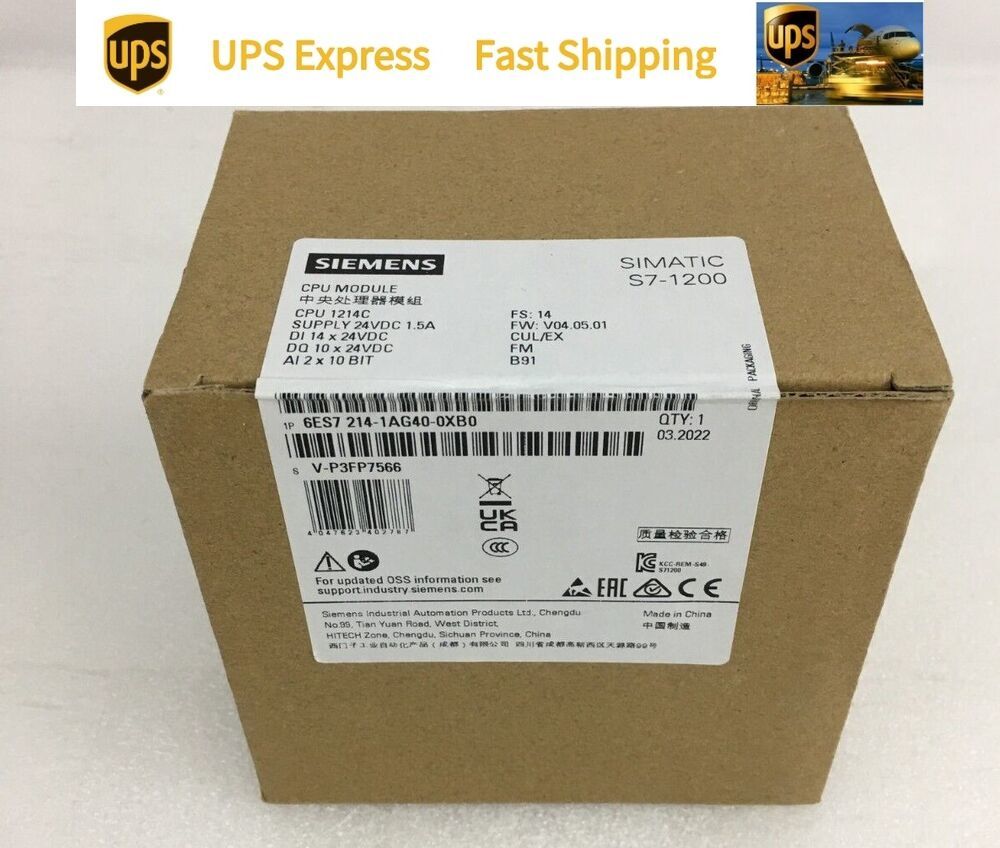 6ES7 214-1AG40-0XB0 Siemens PLC Factory Sealed Spot Goods！UPS Expedited Shipping