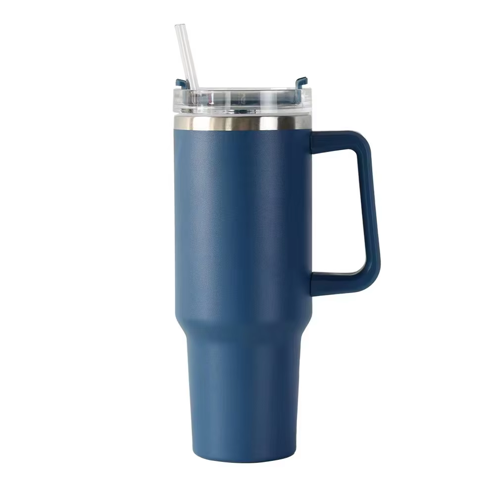 40oz Tumbler With Handle Vacuum Insulated Stainless Steel Cup Water Bottle Straw