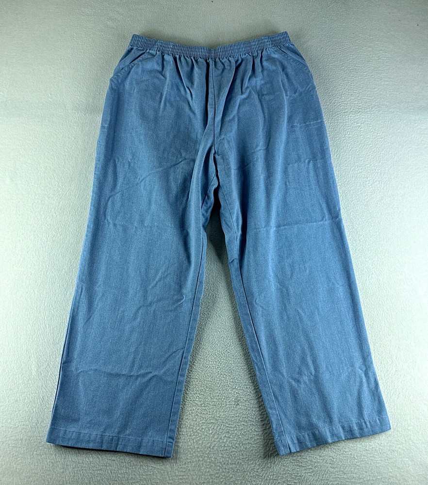 Pantalones para mujer Haband azules talla 32x25,5 tiro alto cintura elástica lona