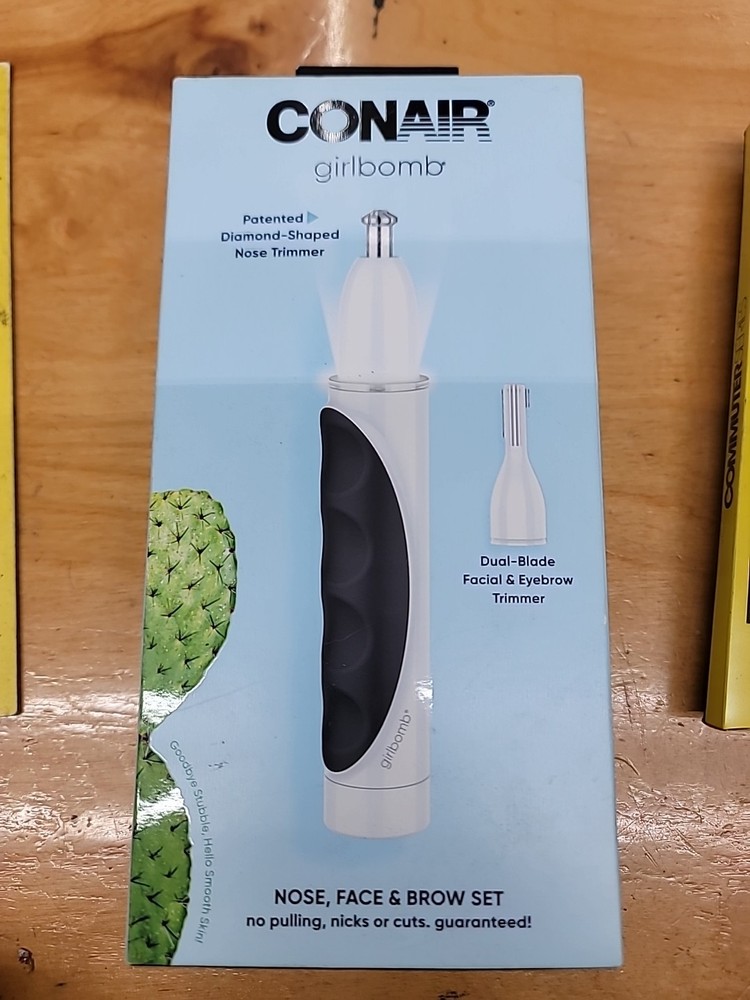 Conair Girlbomb Dual Blade Nose Trimmer with Eyebrow Guide Comb Battery Powered