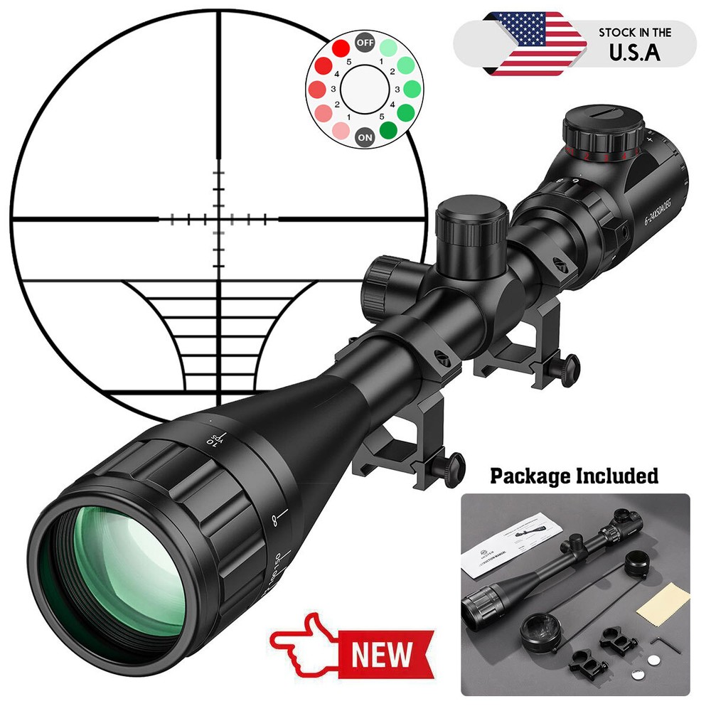 6-24x50AO Long Range Rifle Scope RG-Illuminated Long Range Hunting Scope w/ Ring