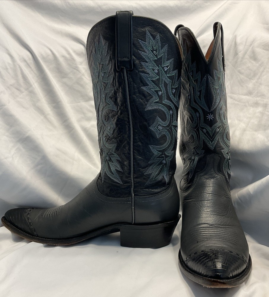 Lucchese Corbin Mad Dog Leather Mens Cowboy Boots Size 10