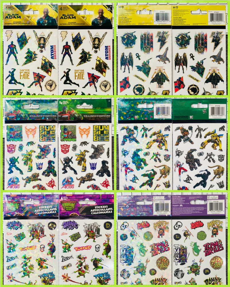 Black Adam Transformers TMNT Sandylion Sticker Icons Collection  