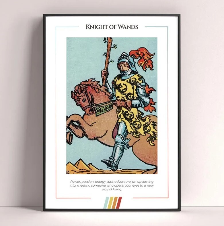 Knight of Wands Tarot Card Art Print Poster Digital Download