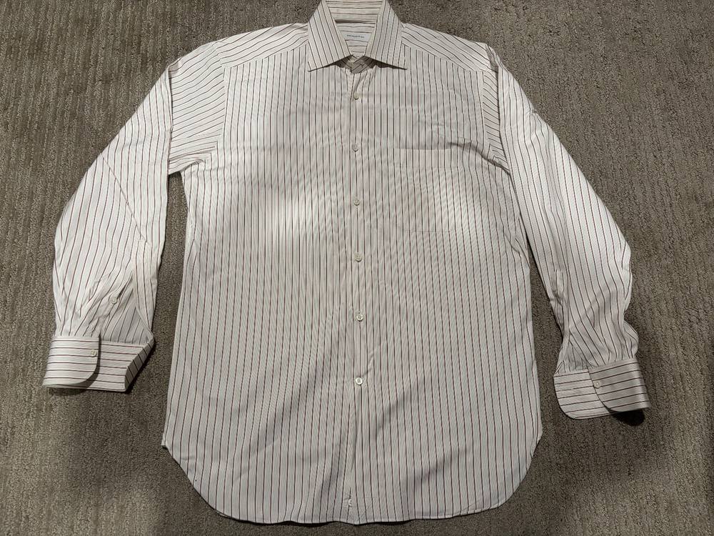 Ermenegildo Zegna Shirt Mens 15 1/2 39 Regular White Striped Portofino