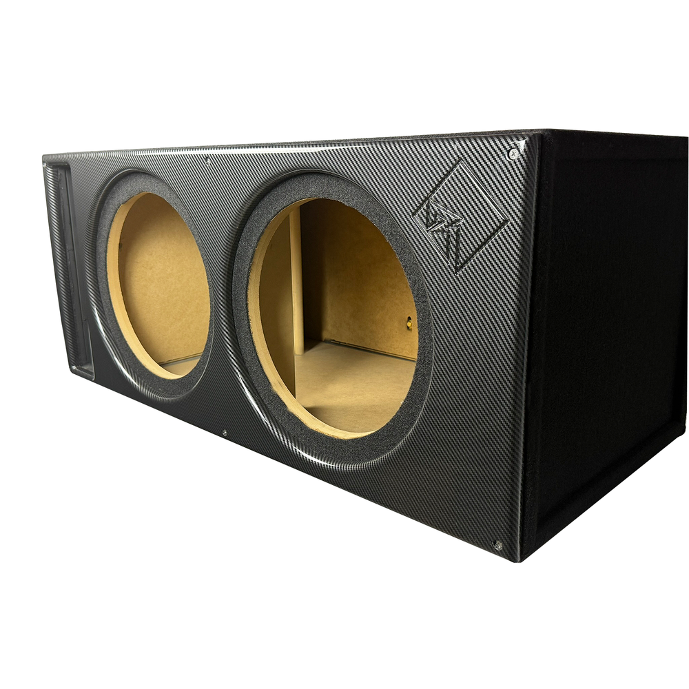 12 in Dual Vented Power T1 Enclsoure -Premium Black Carbon Fiber Super Weave Pat