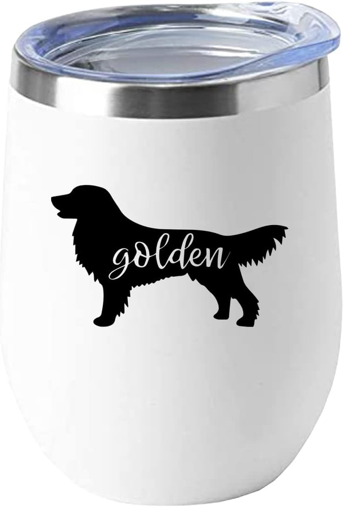 12Oz Golden Retriever Tribal Wine Tumbler - Vacuum Insulated Travel Mug for Coff