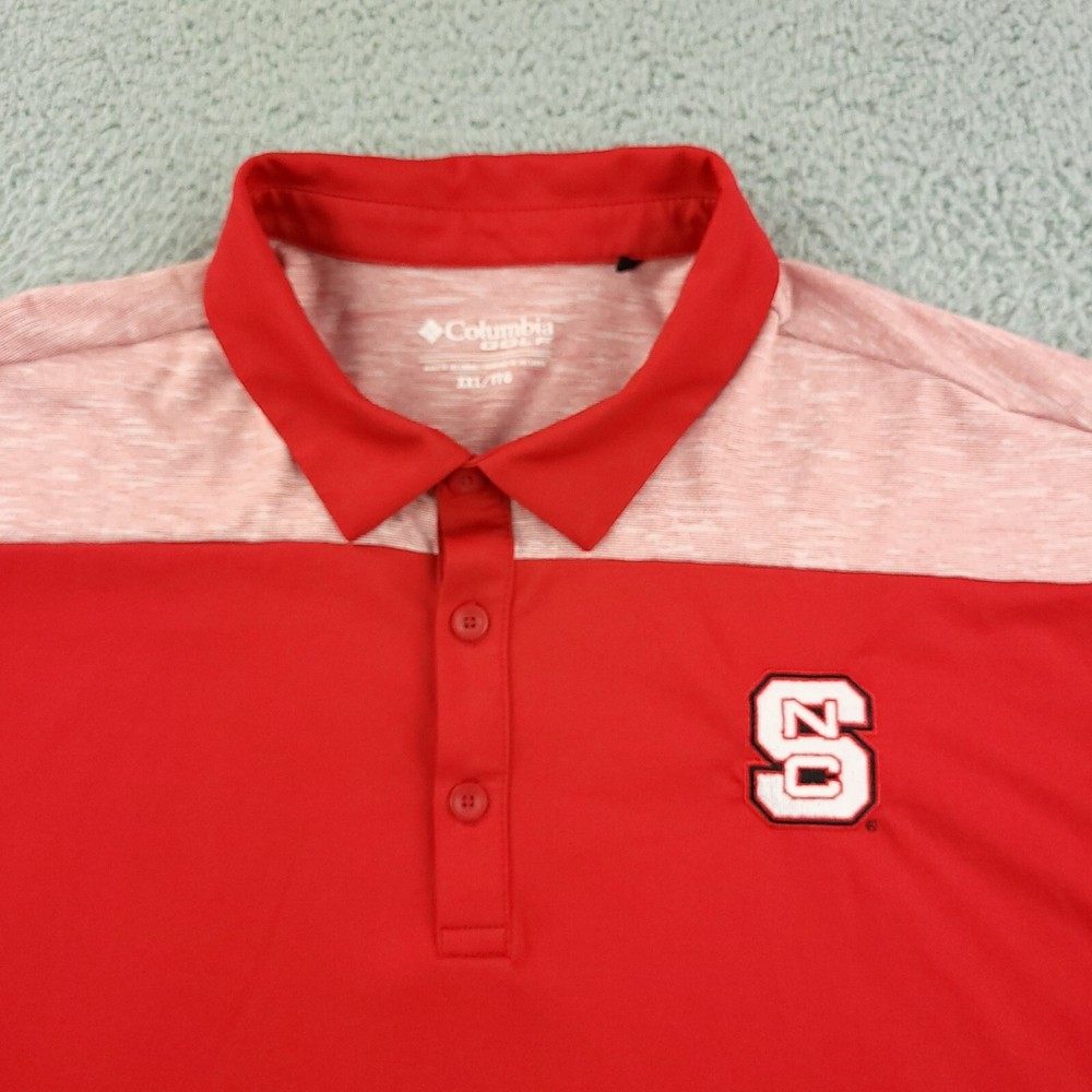 NC State Polo Shirt Mens 2XL XXL Red Wolfpack Champion NCAA Omni Wick