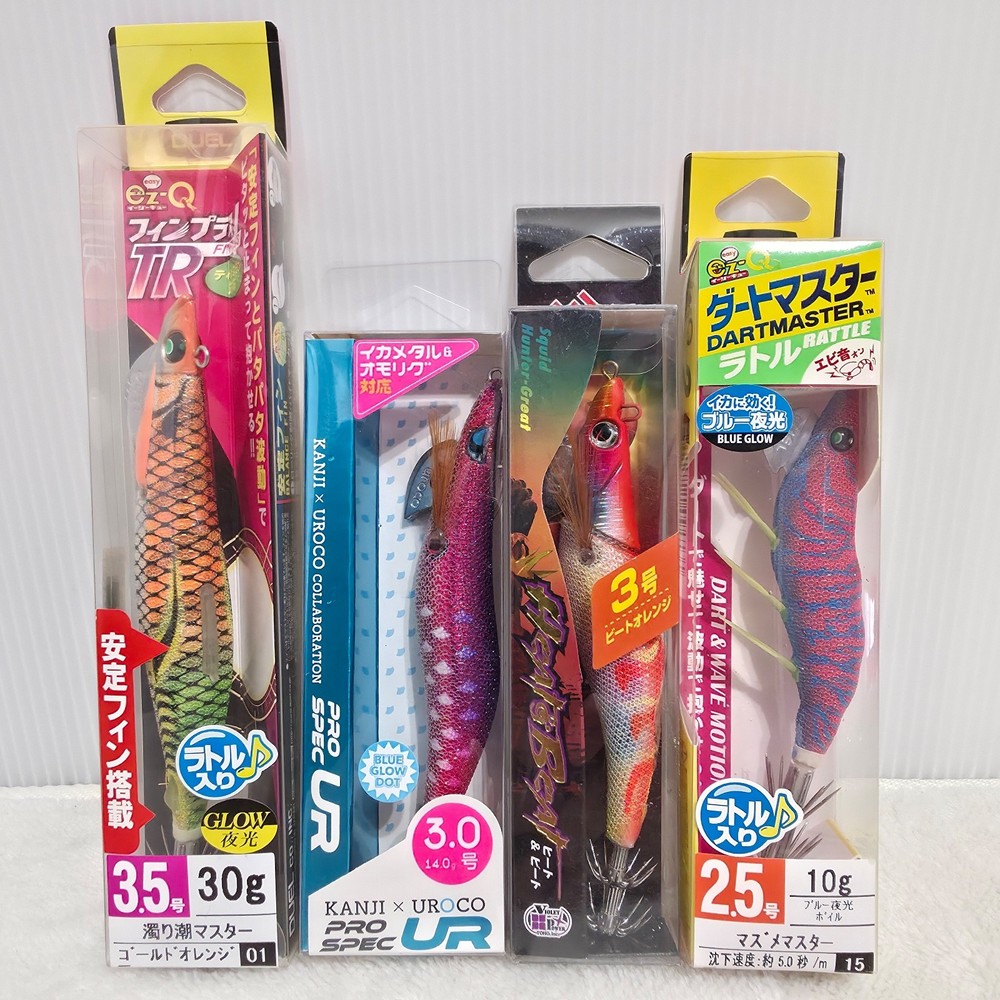 DUEL EZ-Q + Assorted Egi Squid Jigs Lot 4pcs #3.5 #3.0 #2.5 Set Japan
